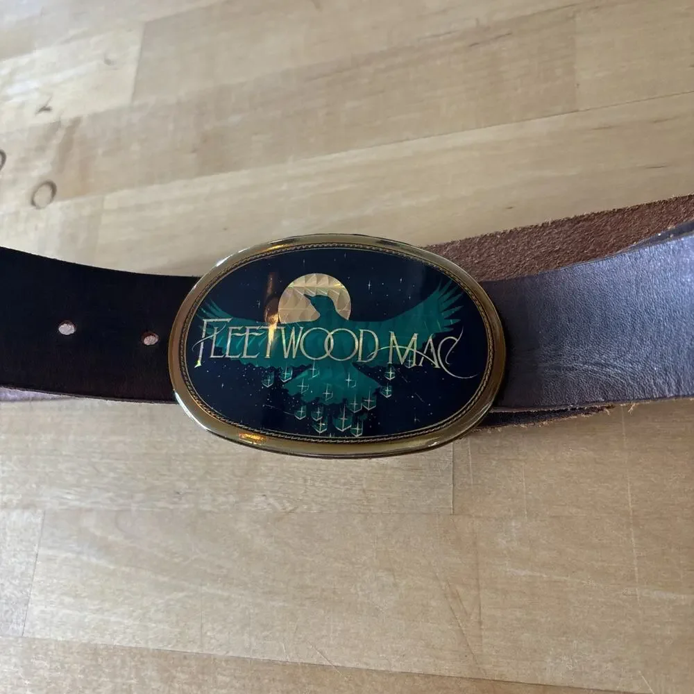 Vintage 1977 Fleetwood Mac Holographic Prism Pacifica Vintage Belt Buckle & belt